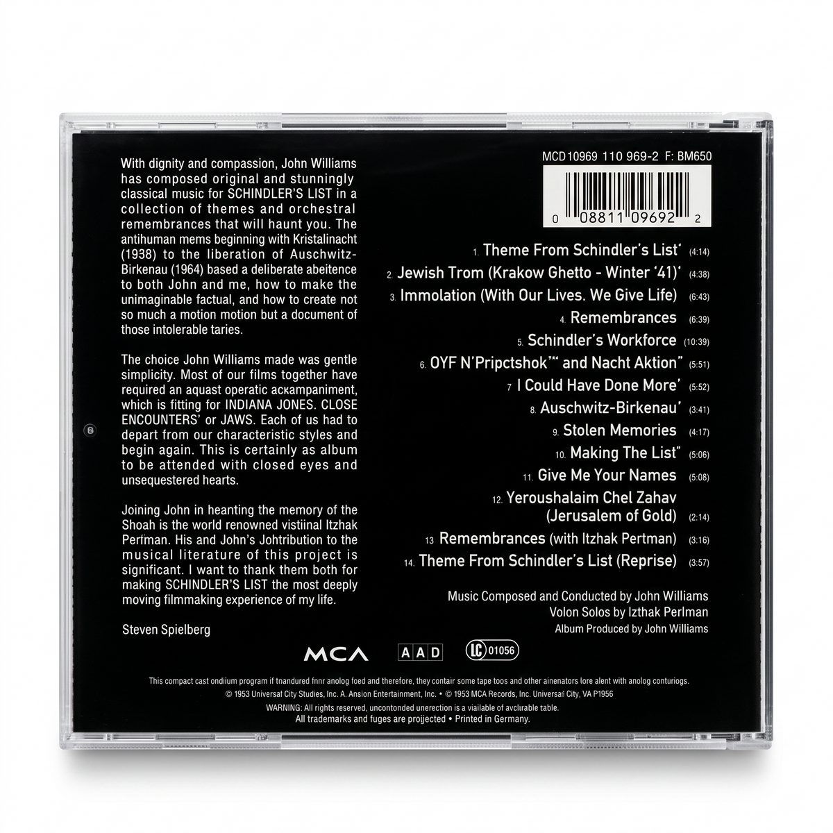 CD La Lista de Schindler - Soundtrack
